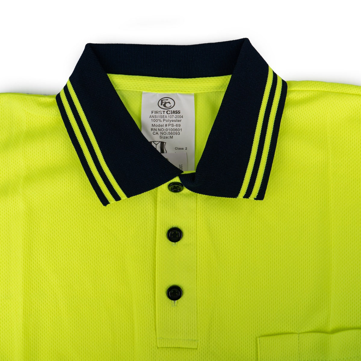 First Class Two Tone Polyester Polo Shirt with Reflective Stripes and ID