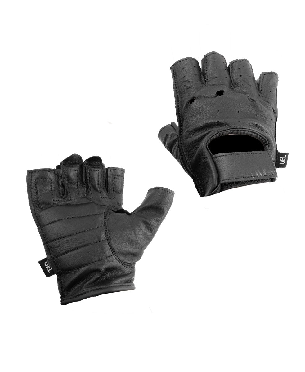 Fingerless Leather Work Gloves with Gel Pads