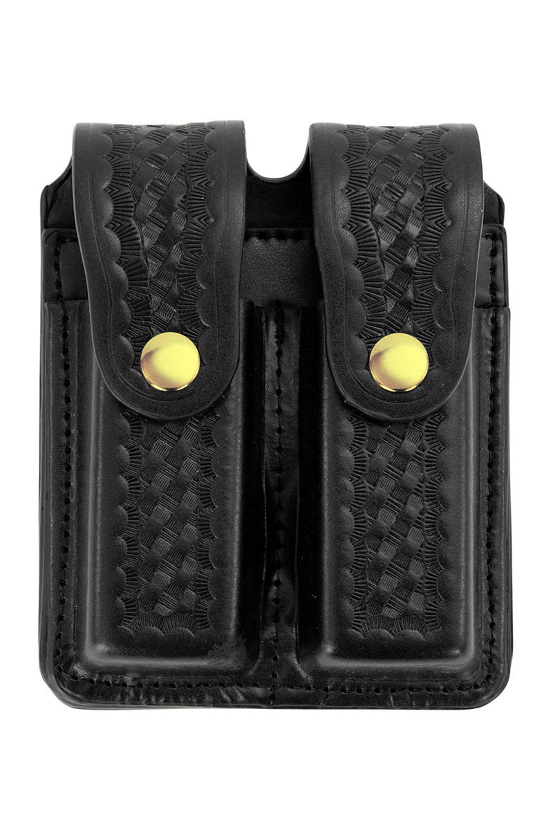 Leather Basket Weave Double Magazine Holder