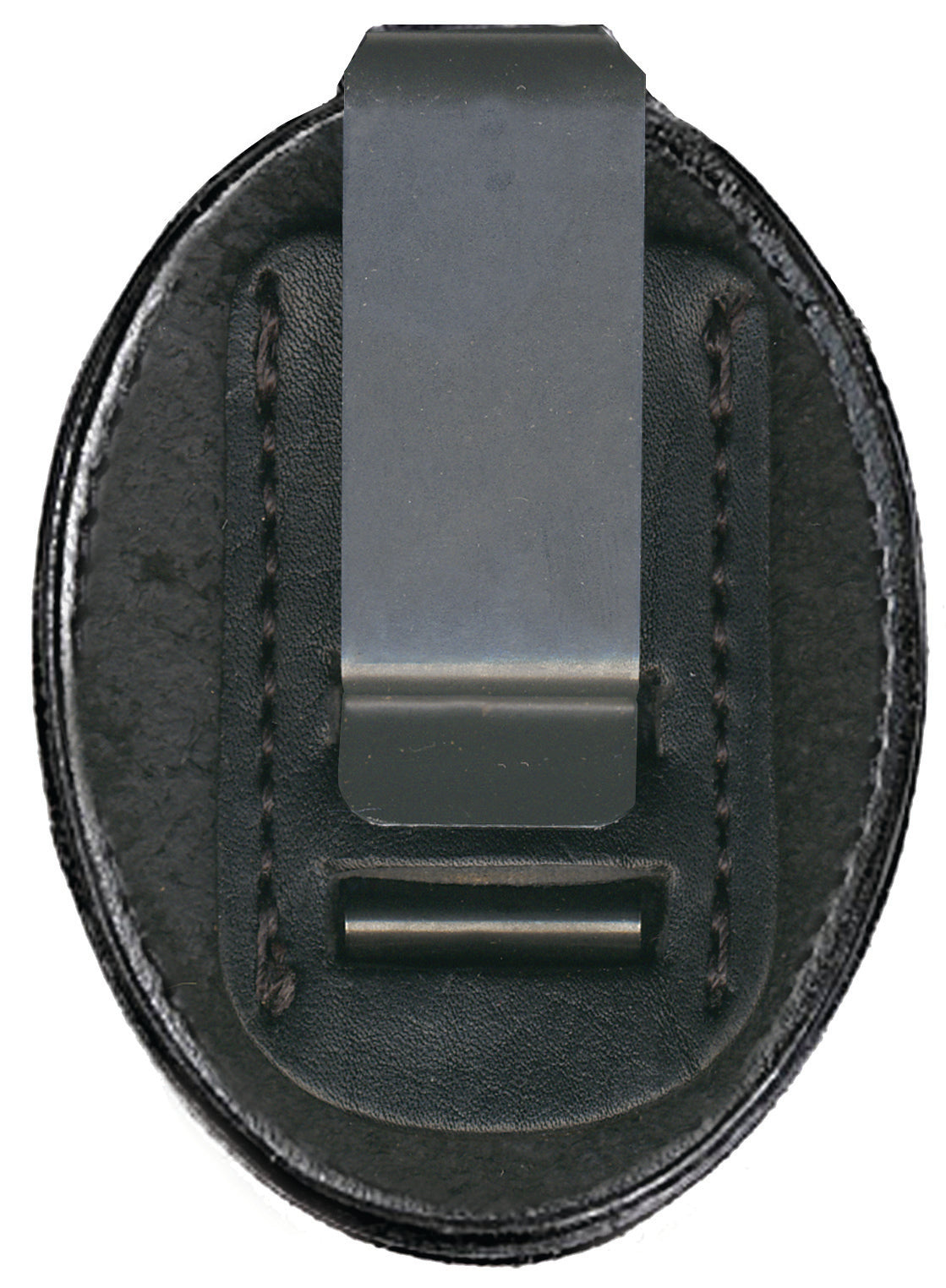 Oval Leather Badge Holder with Chain and Clip