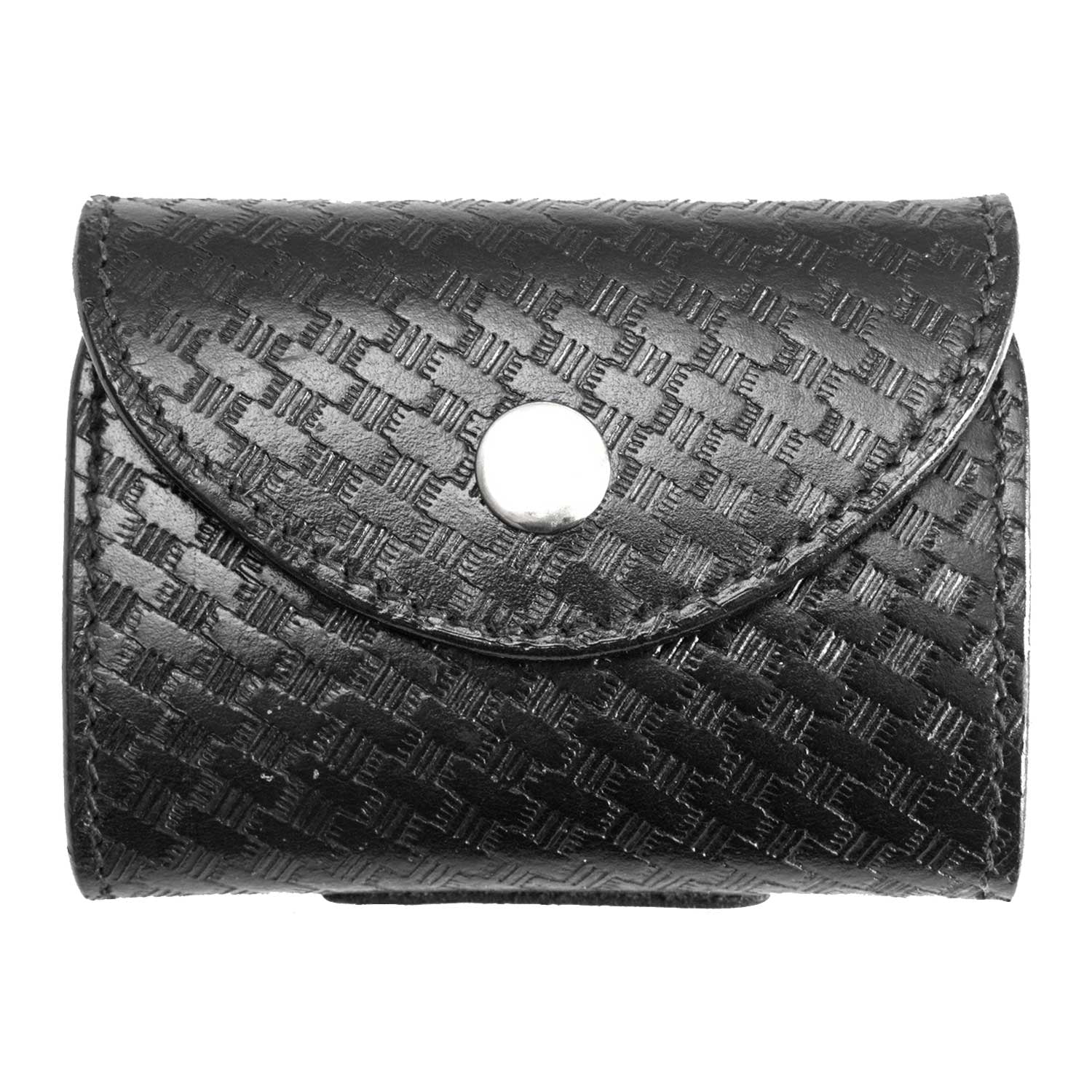 FIRST CLASS GENUINE LEATHER BASKET WEAVE GLOVE HOLDER - NICKEL SNAP