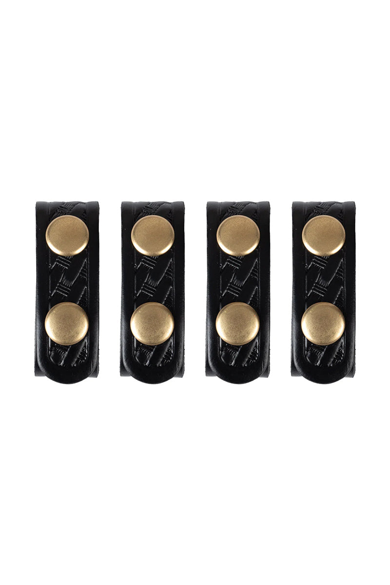 Basket Weave Leather Keepers with Brass Snaps (Set of 4)
