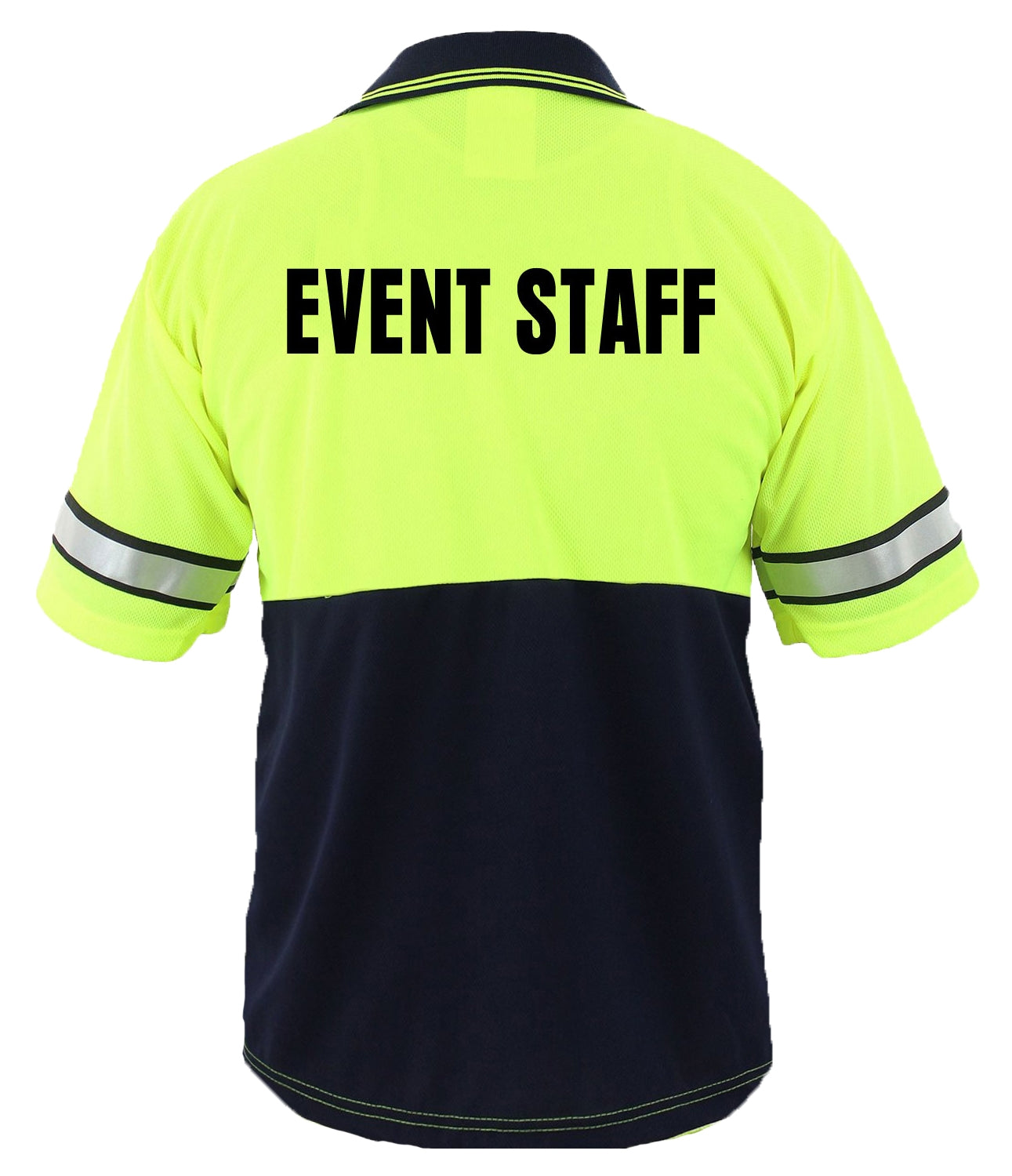 First Class Two Tone Polyester Polo Shirt with Reflective Stripes and ID