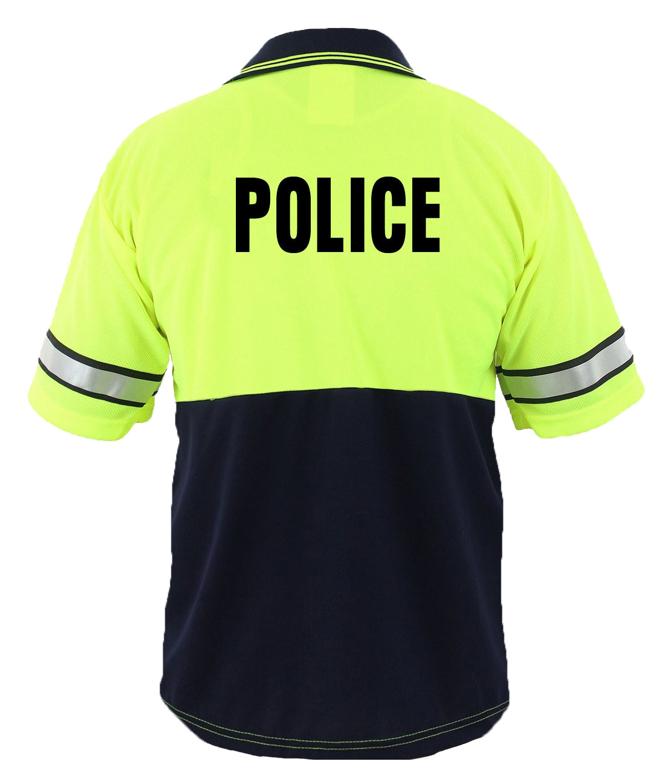 First Class Two Tone Polyester Polo Shirt with Reflective Stripes and ID