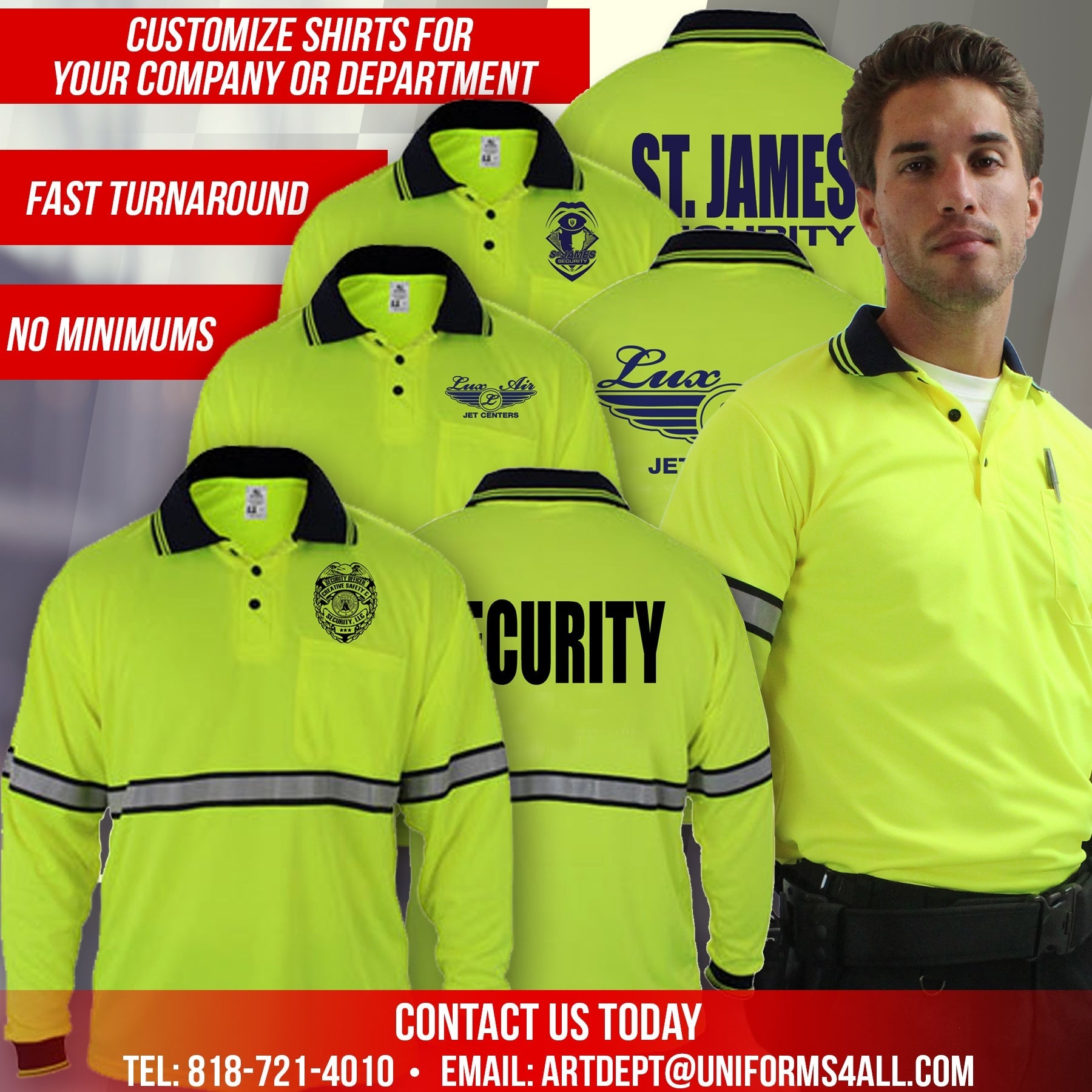 First Class High Visibility Long Sleeve Polo Shirt With Reflective Stripes and ID