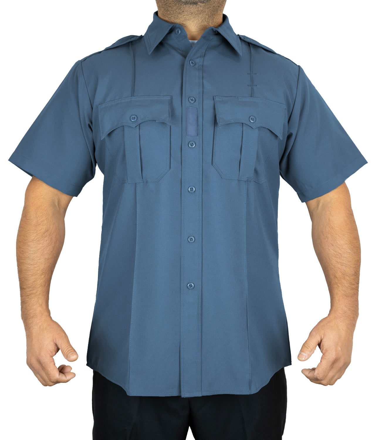 100% Polyester 4 Pocket Hidden Zipper Uniform Shirt - Short Sleeve