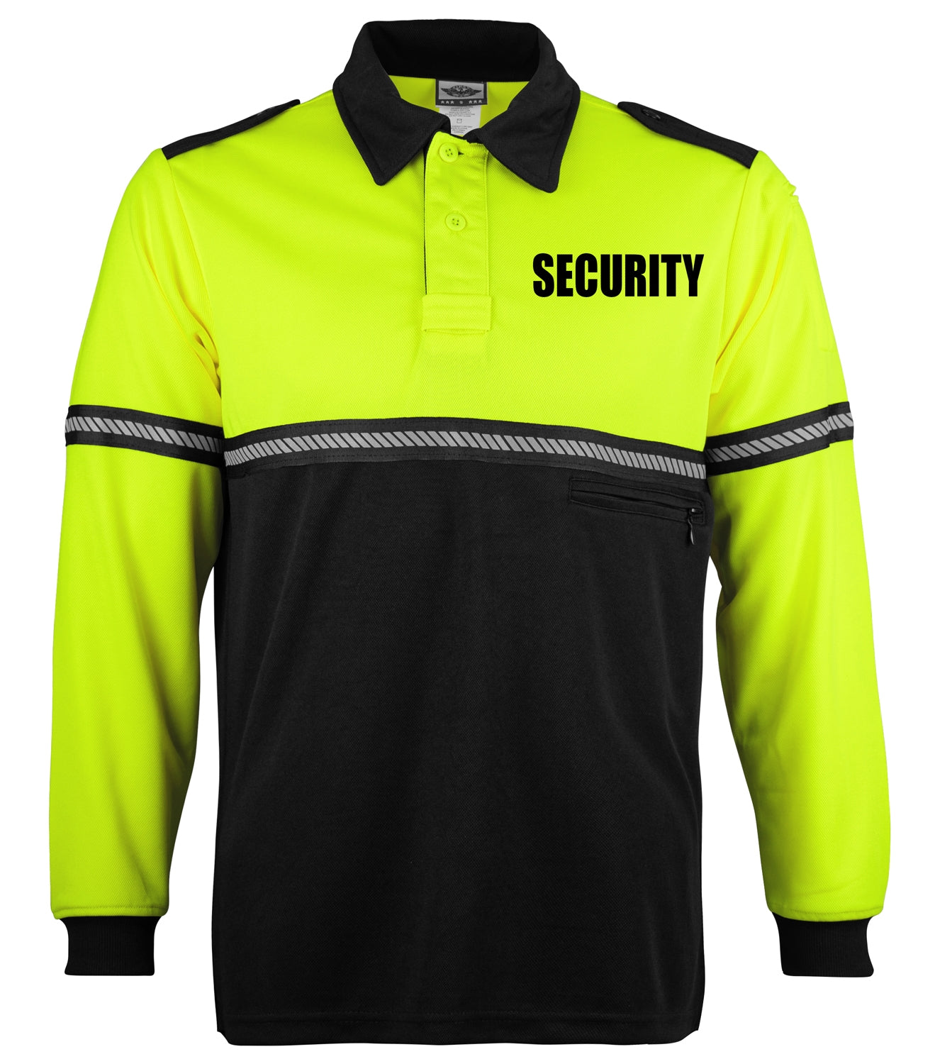 First Class Two Tone Long Sleeve Bike Patrol Shirt with Zipper Pocket and Hash Stripes with Security ID